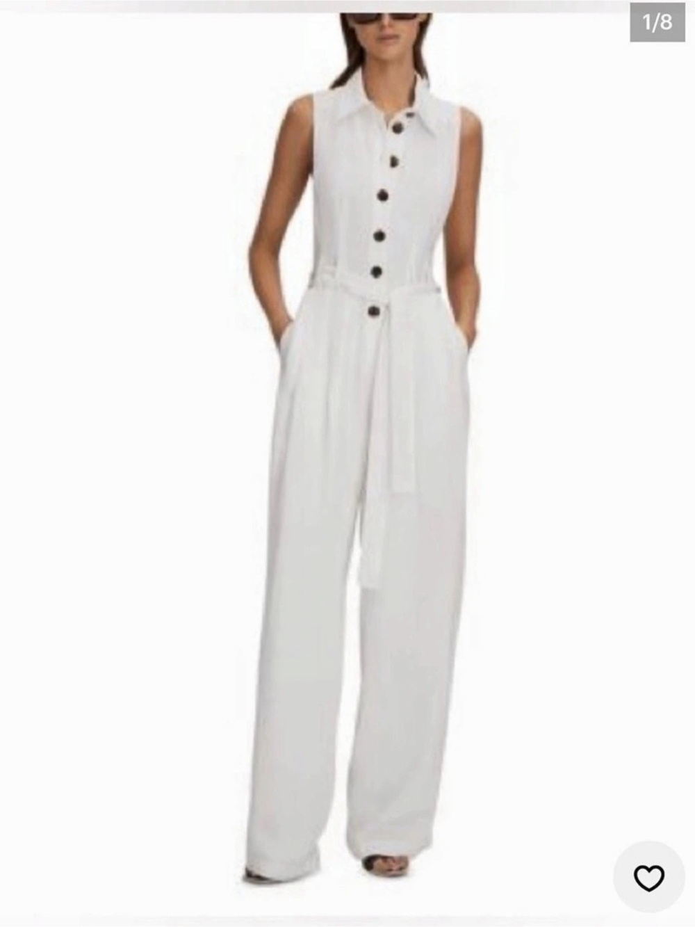 REISS White Wide Leg Perla Jumpsuit Size 4 Like New